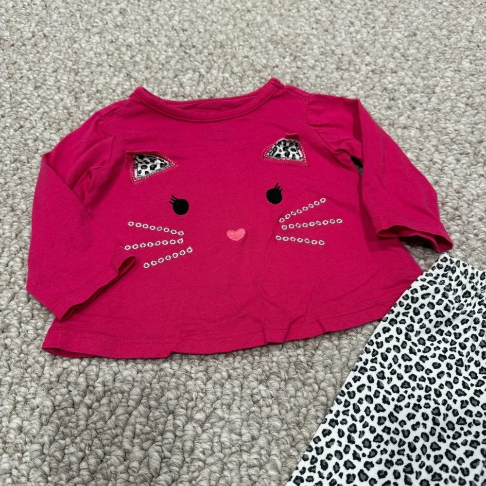 First Impressions Toddler Girls Shirt & Leopard Leggings Set‎ Size 3-6 Months